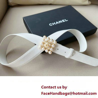 Chanel Width 3cm Metal  &  Glass Pearls calfskin belt AAA036 04 2024